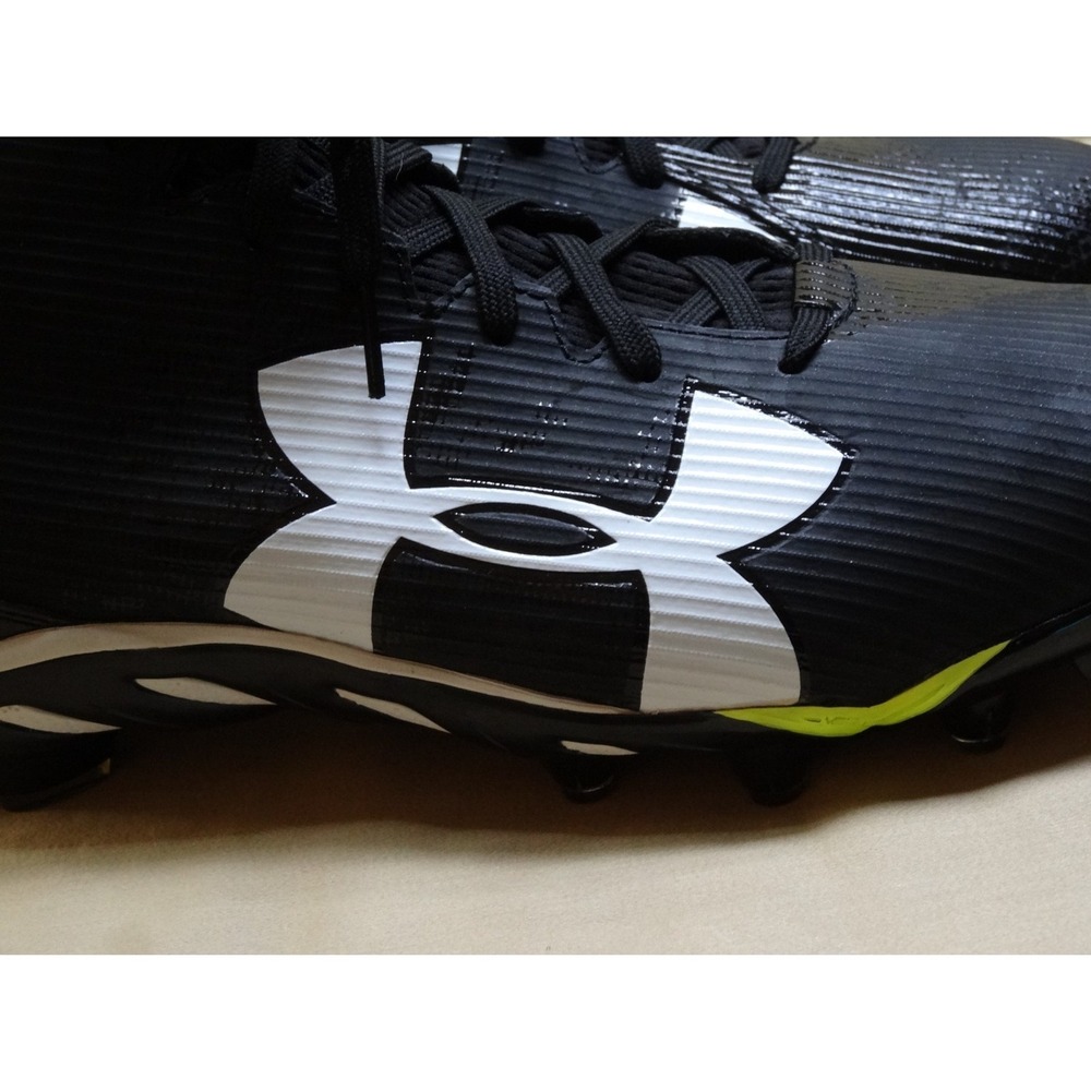 Under Armour Spine Football Cleats Mens 12‎ Black White 1269740-001 Mid Top - Picture 6 of 10